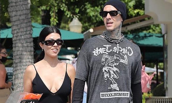 Kourtney Kardashian Rocks Plunging Tank Top & Holds Hands With Travis Barker On Outing — See Pics