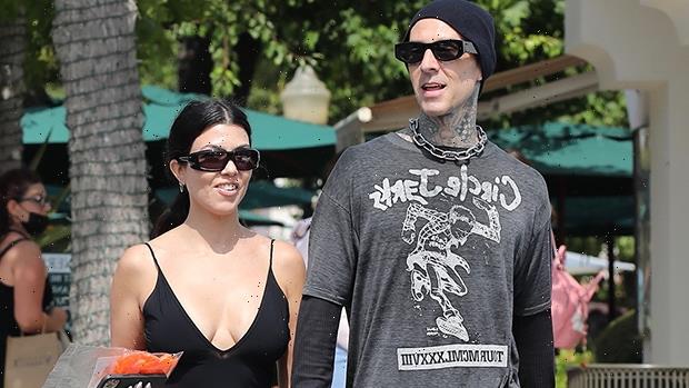 Kourtney Kardashian Rocks Plunging Tank Top & Holds Hands With Travis Barker On Outing — See Pics