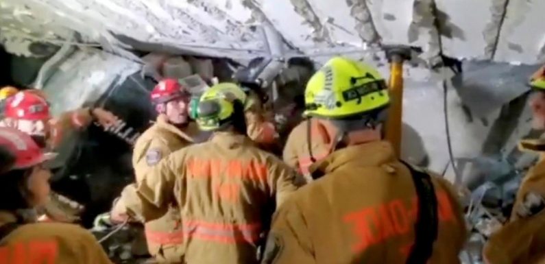 Miami firefighters drill through basement of flattened condo as DeSantis orders state of emergency amid desperate search
