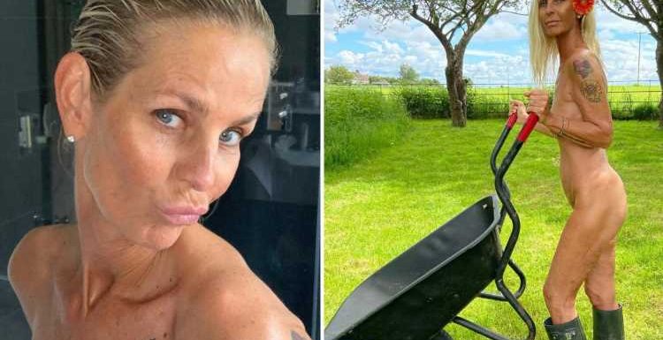Ulrika Jonsson strips off fully NAKED for sexy garden snap showing off her tan and tattoos