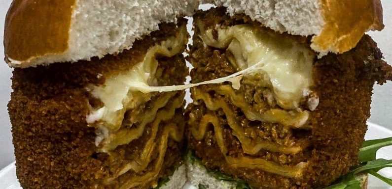 Cafe selling monster deep-fried lasagne burger with belly-busting 1,500 calories