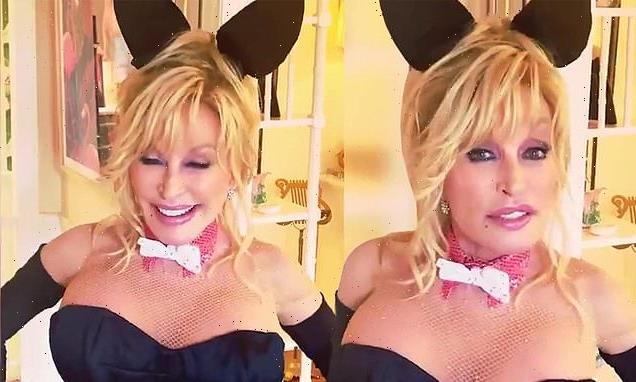 Dolly Parton, 75, poses in Playboy outfit for hubby Carl's birthday