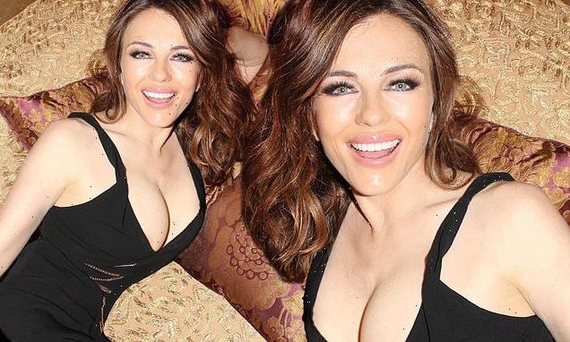 Elizabeth Hurley, 56, puts on busty display in a plunging black dress