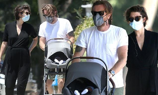 Ewan McGregor is seen for the first time with baby son Laurie