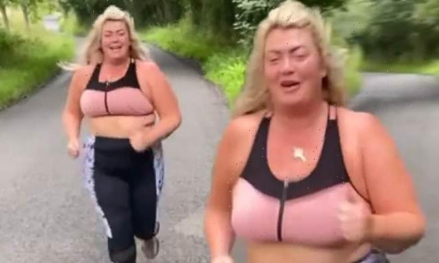 Gemma Collins displays her 3.5st weight loss in a crop top during run