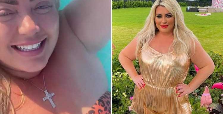 Gemma Collins shows off her weight loss and shrinking waist in a golden playsuit