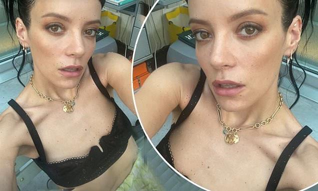 Lily Allen strips to a black lacy bra as she shares sultry selfie