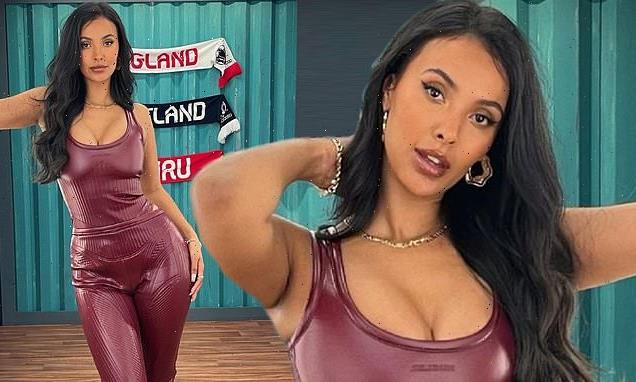 Maya Jama shows off sizzling curves in maroon PVC body