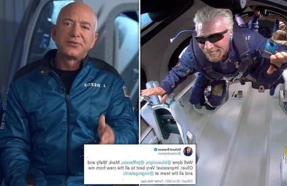 Richard Branson congratulates Bezos on Blue Origin's flight into space