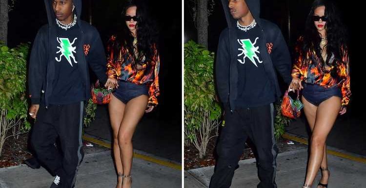 Rihanna smoulders in tiny shorts during night out with boyfriend A$AP Rocky