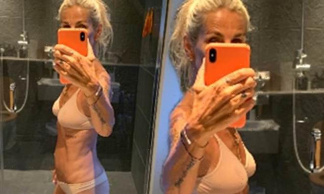 Ulrika Jonsson poses for a mirror selfie wearing nude underwear