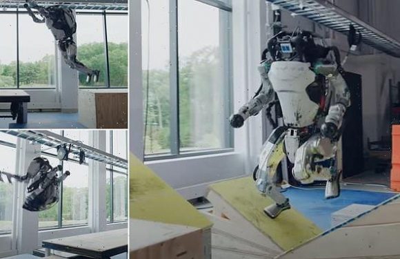 Boston Dynamics' robot Atlas does backflips as it takes on PARKOUR