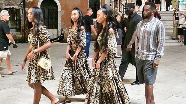 Diddy’s 3 Daughters Rock Matching Leopard Dresses During Family Vacation In Venice