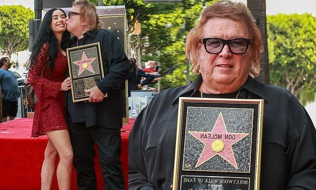 Don McLean, 75, kisses girlfriend Paris, 27, at Walk of Fame ceremony