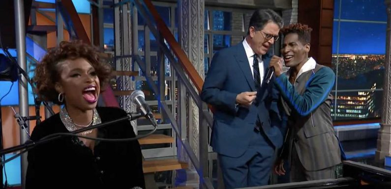 Jennifer Hudson Performs Aretha Franklin Classic With Stephen Colbert, Jon Batiste