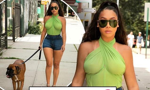 La La Anthony stuns in tank top and Daisy Duke shorts as pals support