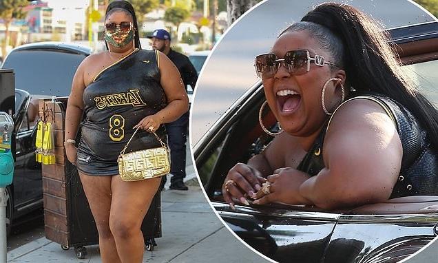 Lizzo cruises around LA in a VERY short LBD as she plugs track Rumors
