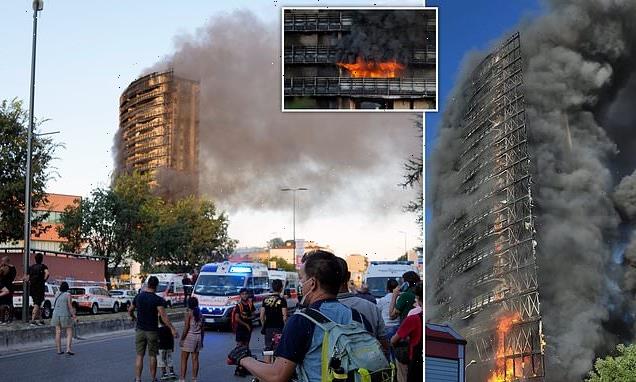 Milan 18-storey apartment block goes up in flames