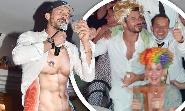 Orlando Bloom dons a cheeky apron for a wild night out with Katy Perry