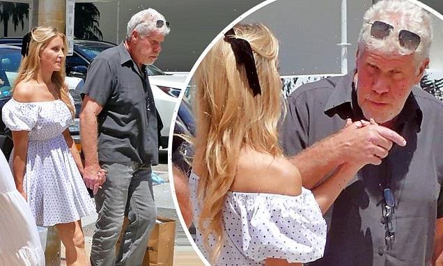 Ron Perlman, 71, holds hands with Allison Dunbar, 49, while shopping