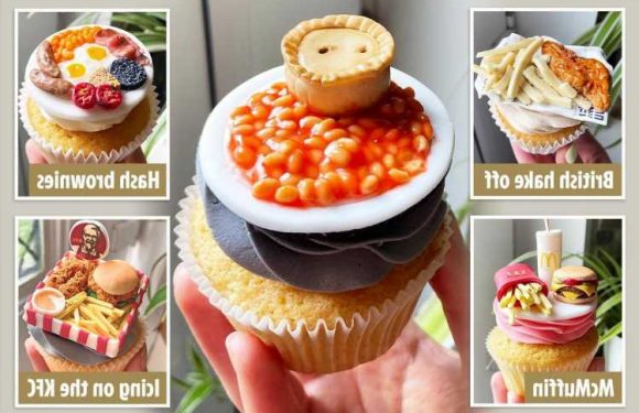 Baker recreates fast-food favourites from KFC and Greggs – as delicious cupcakes