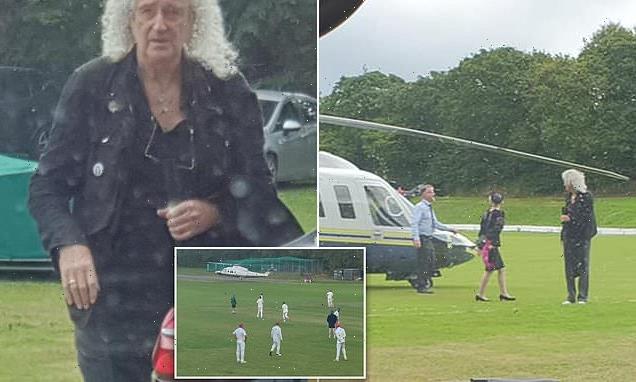 Brian May lands helicopter on cricket pitch as he attends wedding