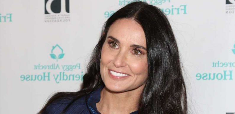 Demi Moore Twinned with Her Three Daughters in Coordinating White Swimsuits