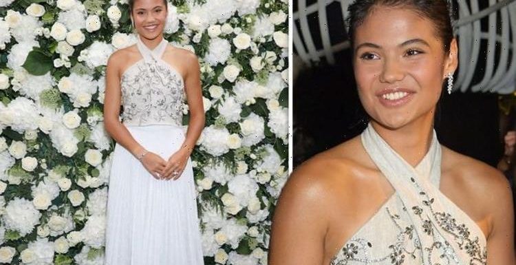 Emma Raducanu puts on elegant display in gown at London Fashion Week bash after tennis win