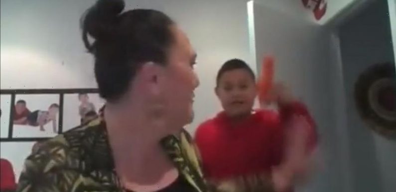 New Zealand MP’s interview interrupted by son waving VERY rude carrot