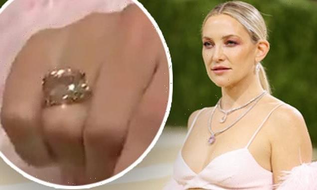 Newly-engaged Kate Hudson is pretty in pink with an elegant gown