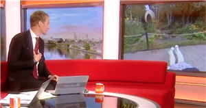 Strictly’s Dan Walker in hysterics as Carol Kirkwood is dragged over by a dog on BBC Breakfast