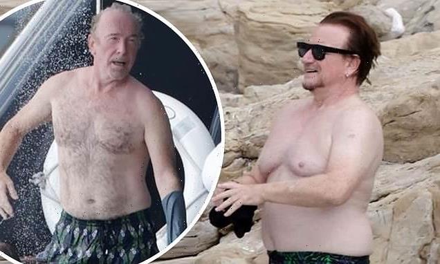 U2's Bono, 61, and The Edge, 60, go shirtless during beach day