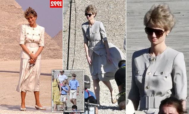 Elizabeth Debicki transforms into Princess Diana for The Crown filming