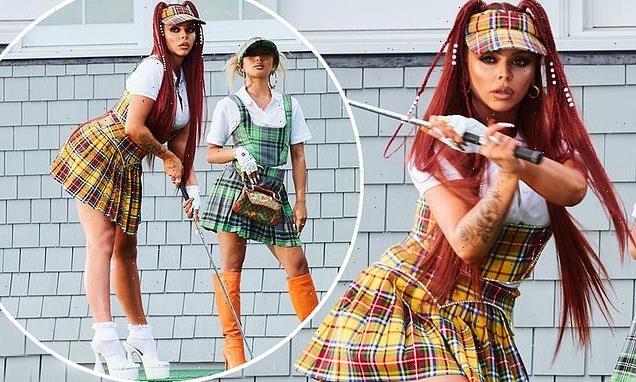 Jesy Nelson flaunts her figure in a tiny plaid skirt in sizzling snaps