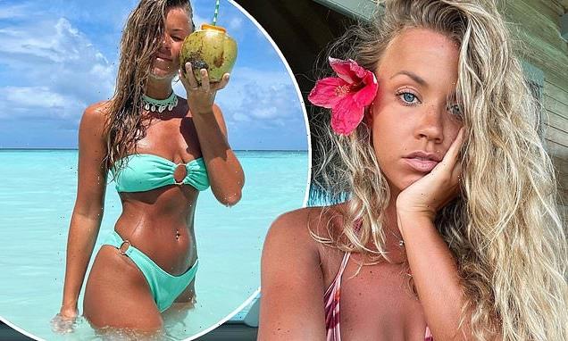 Alan Shearer's daughter Hollie frolicks in bikinis in the Maldives