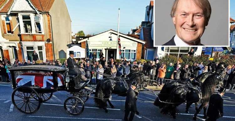 David Amess funeral: Mourners bid farewell to MP in horse-drawn carriage procession after he's murdered in terror attack