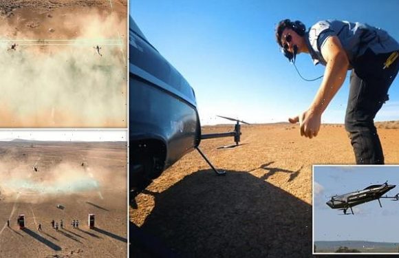 Flying race cars compete in a DRAG RACE in the skies over Adelaide