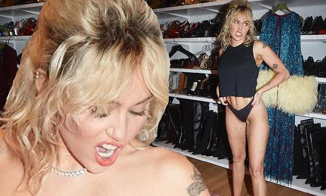 Miley Cyrus goes topless in a thong to promote Gucci sneakers