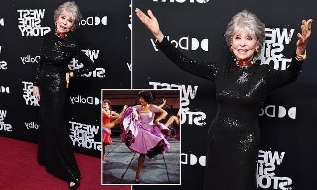 West Side Story star Rita Moreno, 89, wears a shimmering black gown