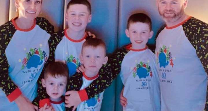Coleen Rooney dresses her four sons and husband Wayne in matching pyjamas for their first Christmas at £20m mega mansion