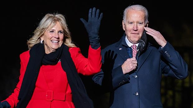 Jill Biden Glows In Red Next To President Joe At White House Tree Lighting