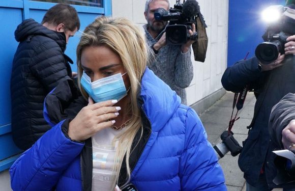 Katie Price arrives for court sentencing after flipping car in drink-drive crash