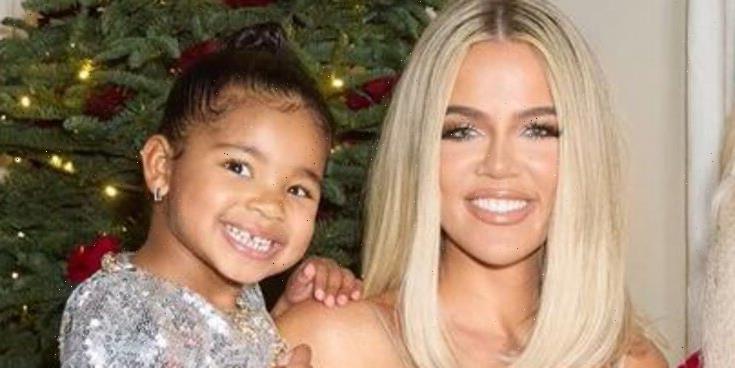 Khloé Kardashian and Her Daughter True Twinned in Sparkly Silver Dresses on Christmas Eve