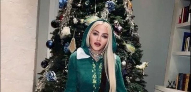 Madonna, 63, dresses up in elf costume to decorate Christmas tree in LA mansion