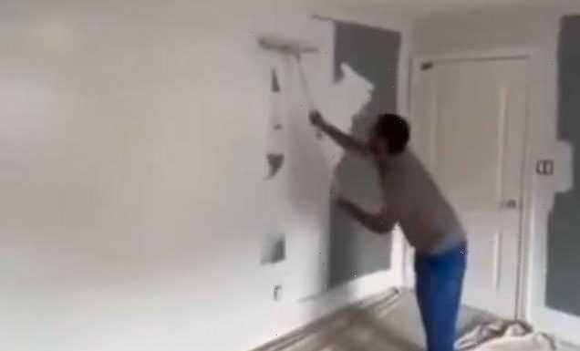 Man paints entire wall in seconds – it’s streak-free and people are desperate to find out exactly how he did it