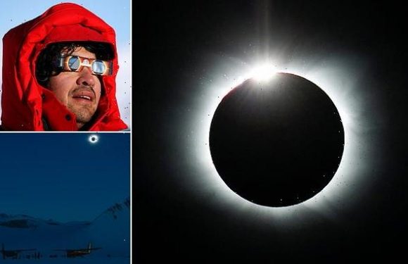 Saturday's total solar eclipse revealed in photos from Antarctica