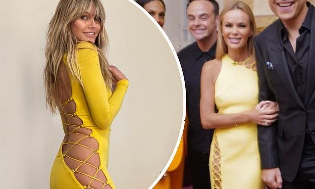 Amanda Holden slips into daring criss-cross yellow dress