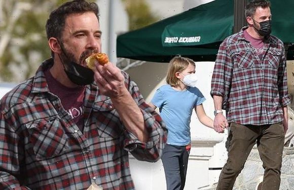 Ben Affleck holds hands with son Samuel at Brentwood Farmers' Market