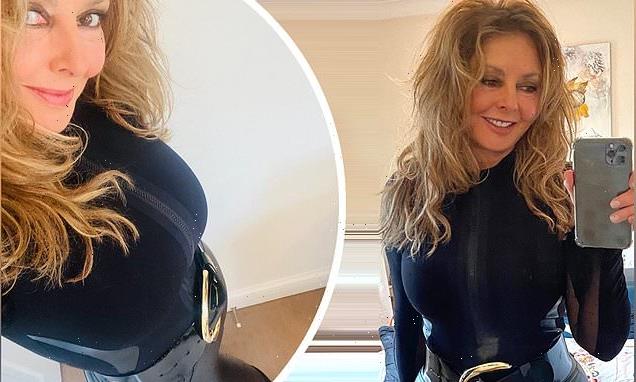 Carol Vorderman, 61, flaunts big hair and curves in leather pants