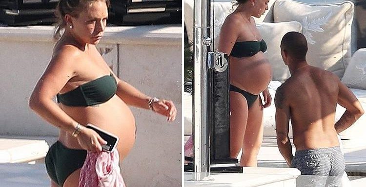 Chloe Green shows off huge baby bump on yacht before welcoming first child with 'hot felon' Jeremy Meeks